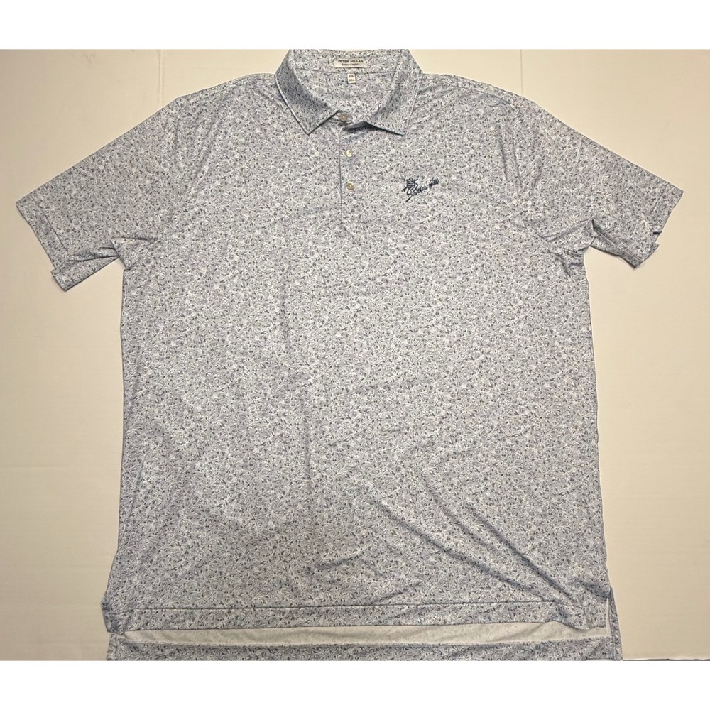 Peter Millar‎ Summer Comfort Polo Shirt Mens XXL Blue AOP Southern Hills
